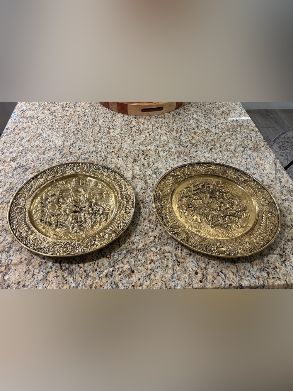 Pair Decorative Brass Plates